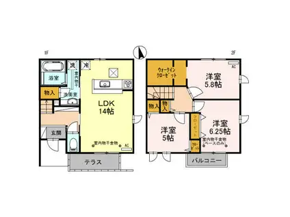 IRいしかわ鉄道 野々市駅(IR) バス乗車時間:6分 コミュニティバスのっティ「押越バス停で下車 徒歩9分 2階建 築9年(3LDK/1階)の間取り写真