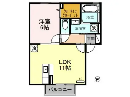 メゾンド・グリシーヌ(1LDK/2階)の間取り写真