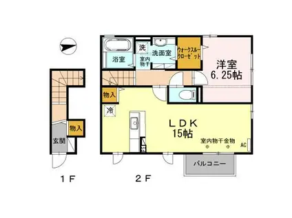 SOLAGE(1LDK/2階)の間取り写真