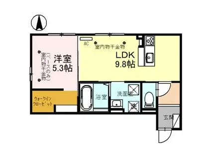 UTAITO(1LDK/1階)の間取り写真