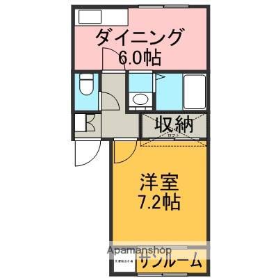 シルクヒル(1DK/2階)の間取り写真