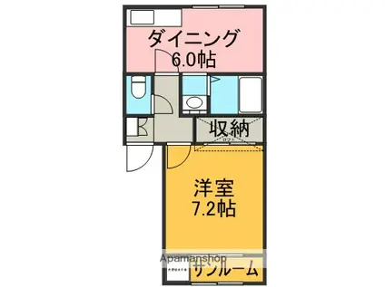 シルクヒル(1DK/1階)の間取り写真