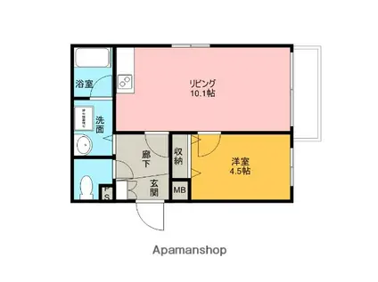 さんらいずスリー(1LDK/3階)の間取り写真