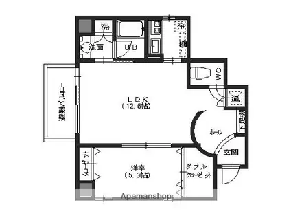 ロイヤルコート 香林坊(1LDK/3階)の間取り写真