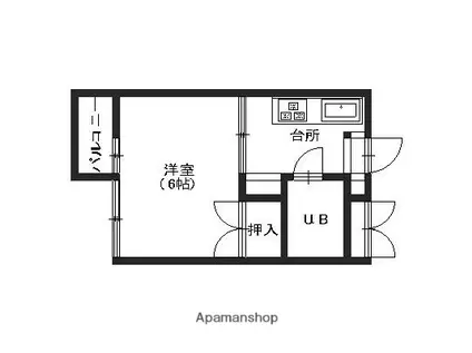 ルームワン里見(1K/1階)の間取り写真