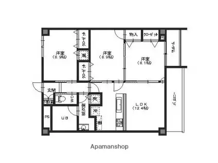 ファーストレーベン昭和町ANNEX(3LDK/8階)の間取り写真