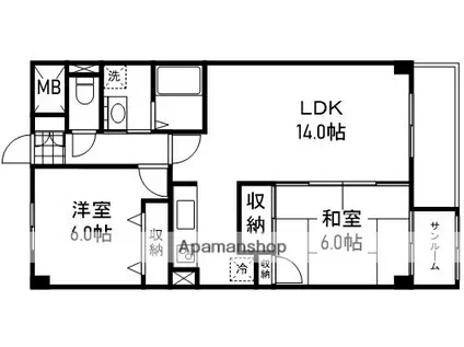 クレアール2000(2LDK/2階)の間取り写真
