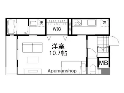 ラ・ペジブル武蔵(1K/2階)の間取り写真