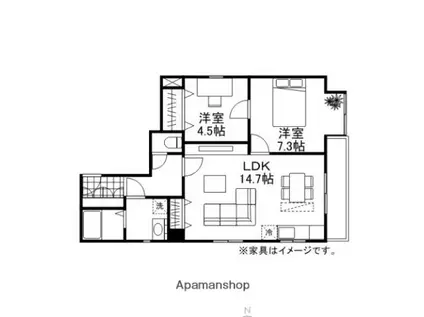 アーバンコート白糸(2LDK/4階)の間取り写真