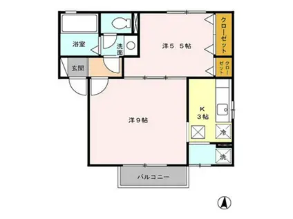 グリーンハイツ(2K/1階)の間取り写真