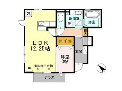 SERENA百坂B(1LDK/1階)の間取り写真