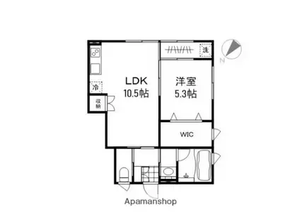 ノーブル三池栄(1LDK/1階)の間取り写真
