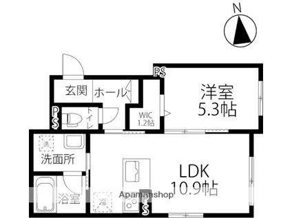 ピノ増泉(1LDK/1階)の間取り写真