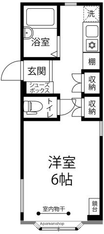 武蔵196(1K/2階)の間取り写真