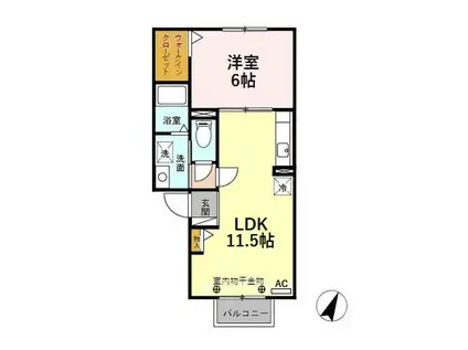 ウィルモア元町(1LDK/2階)の間取り写真