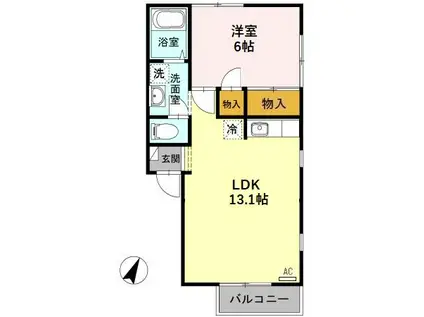 フレマリール医王(1LDK/2階)の間取り写真