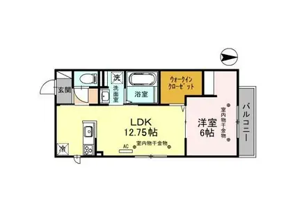 コンフォール三池(1LDK/3階)の間取り写真