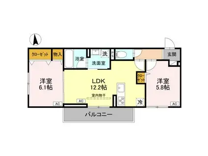 IRいしかわ鉄道 野々市駅(IR) バス乗車時間:45分 金沢赤十字病院前バス停で下車 徒歩7分 3階建 新築(2LDK/3階)の間取り写真