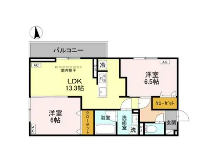 IRいしかわ鉄道 野々市駅(IR) バス乗車時間:45分 金沢赤十字病院前バス停で下車 徒歩7分 3階建 新築(2LDK/2階)の間取り写真