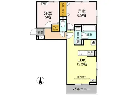 MAISON DE ROSE(2LDK/2階)の間取り写真