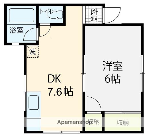 ドエル風見鶏Ⅰ(1DK/1階)の間取り写真