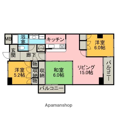 パークサイト玉川(3LDK/6階)の間取り写真