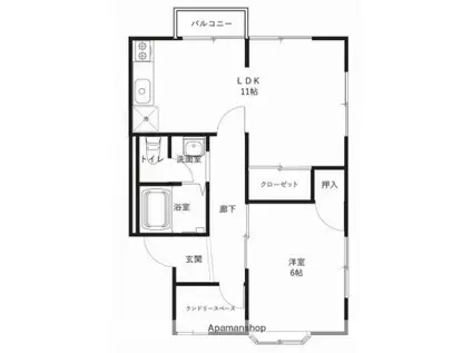 チェリーコート(1LDK/2階)の間取り写真