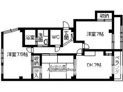 グレースヴィレッジ(3DK/2階)の間取り写真