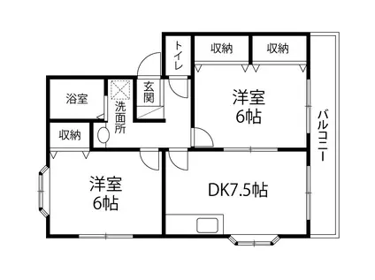 フルハウス(2DK/2階)の間取り写真