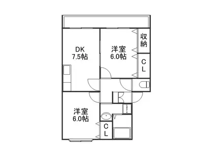 フルハウス(2DK/1階)の間取り写真