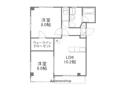 エバーグリーン根上(2LDK/1階)の間取り写真