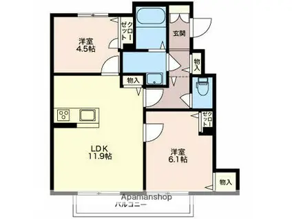 IRいしかわ鉄道 能美根上駅 徒歩7分 2階建 築14年(2LDK/1階)の間取り写真