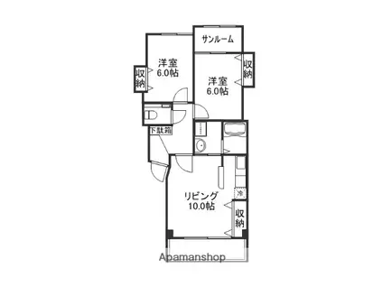 クレアール幸町(2LDK/2階)の間取り写真