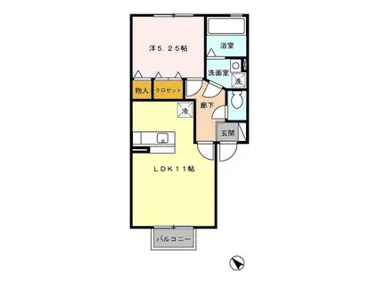 やまと平面(1LDK/1階)の間取り写真