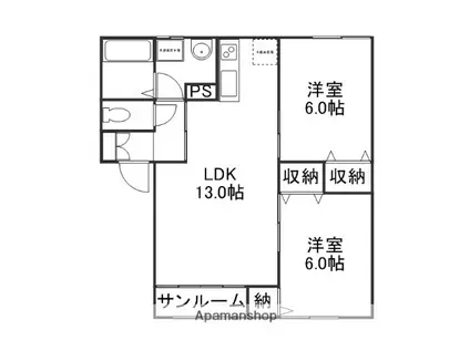 クレストール宮本Ⅱ(2LDK/2階)の間取り写真