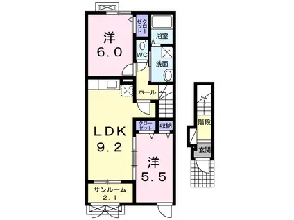 アコルド日の出(2LDK/2階)の間取り写真