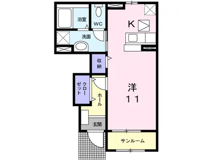 ペルラ2(ワンルーム/1階)の間取り写真