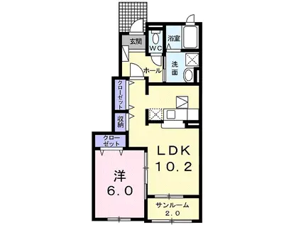 ベルメゾンT(1LDK/1階)の間取り写真