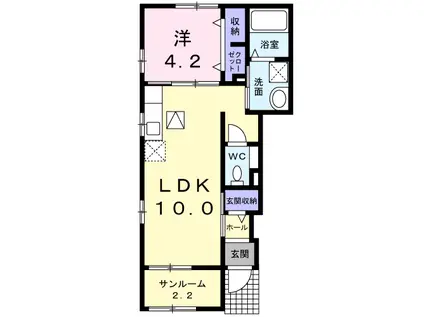 エクラ スリー(1LDK/1階)の間取り写真