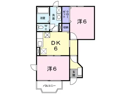 ビリーヴⅢ(2DK/1階)の間取り写真