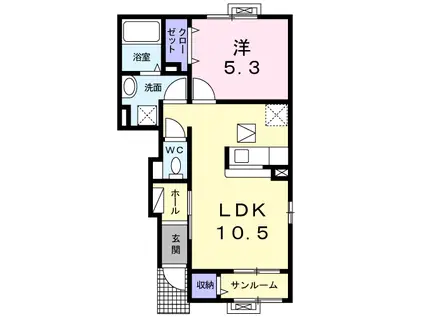 ルーブル(1LDK/1階)の間取り写真