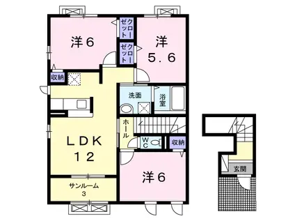 コンフォートⅧ(3LDK/2階)の間取り写真