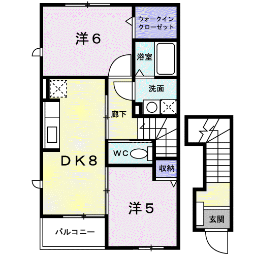 カルメテオ(2DK/2階)の間取り写真