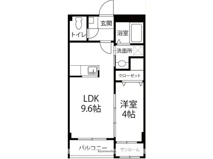 プレミアモール幸町(1LDK/1階)の間取り写真