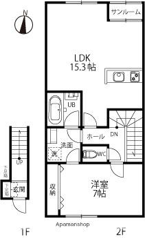 スマート(1LDK/2階)の間取り写真