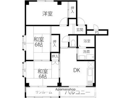 ヴィラ河崎(3DK/2階)の間取り写真