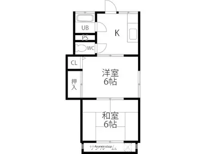 スカイロードハイツB(2K/1階)の間取り写真