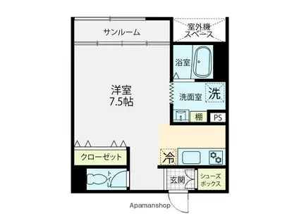 M3 DAIMONJI(ワンルーム/2階)の間取り写真