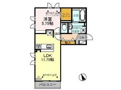 ラネオン(1LDK/2階)の間取り写真