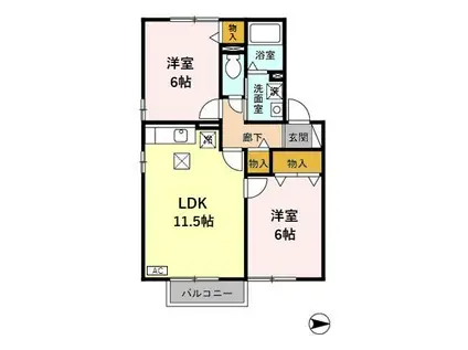 フォンテーヌ(2LDK/1階)の間取り写真